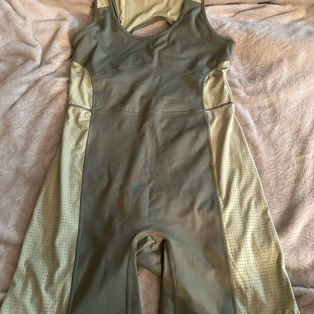 Fabletics Sage and Cream Jumpsuit